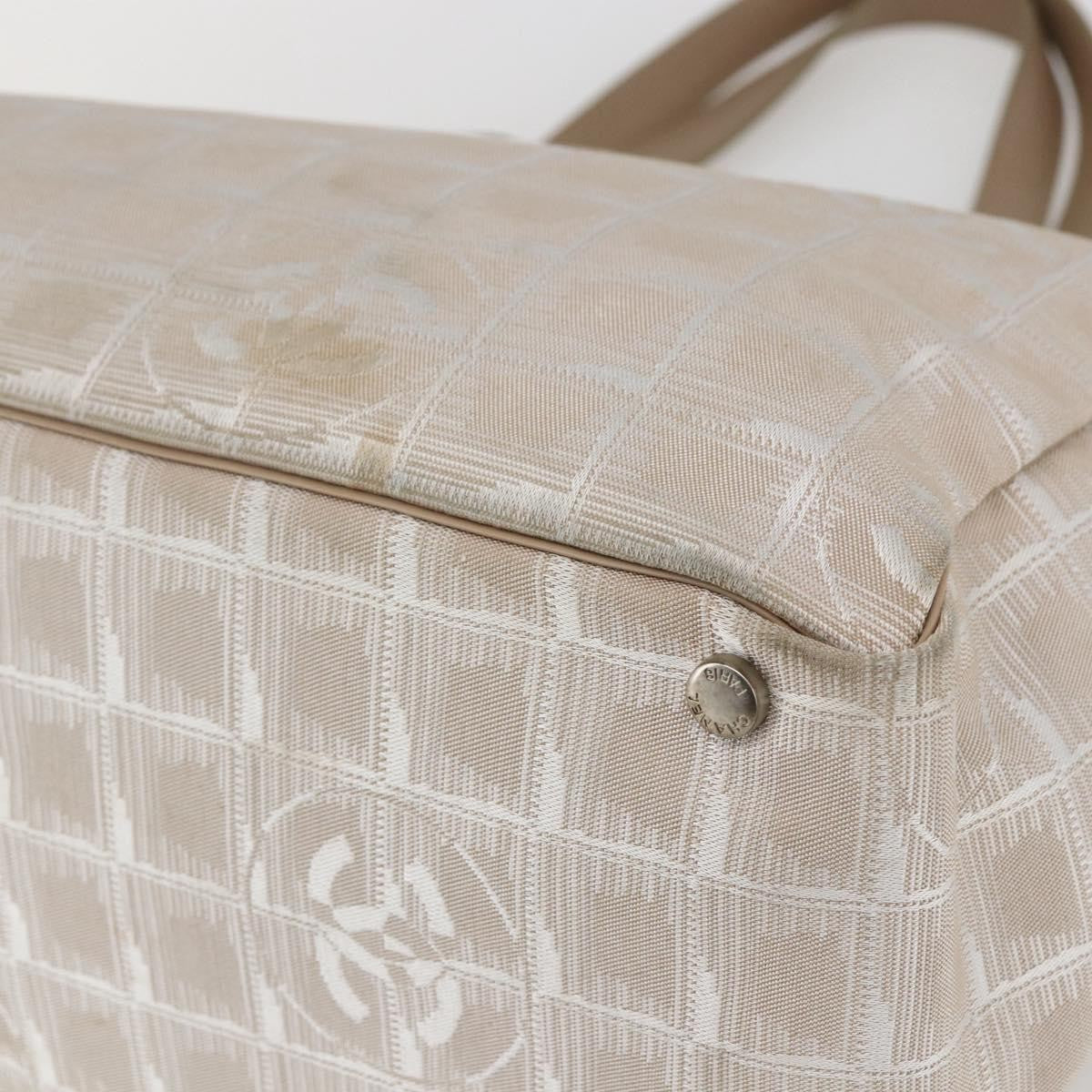 Chanel Travel Line Tote Nylon Beige Nylon Handbag