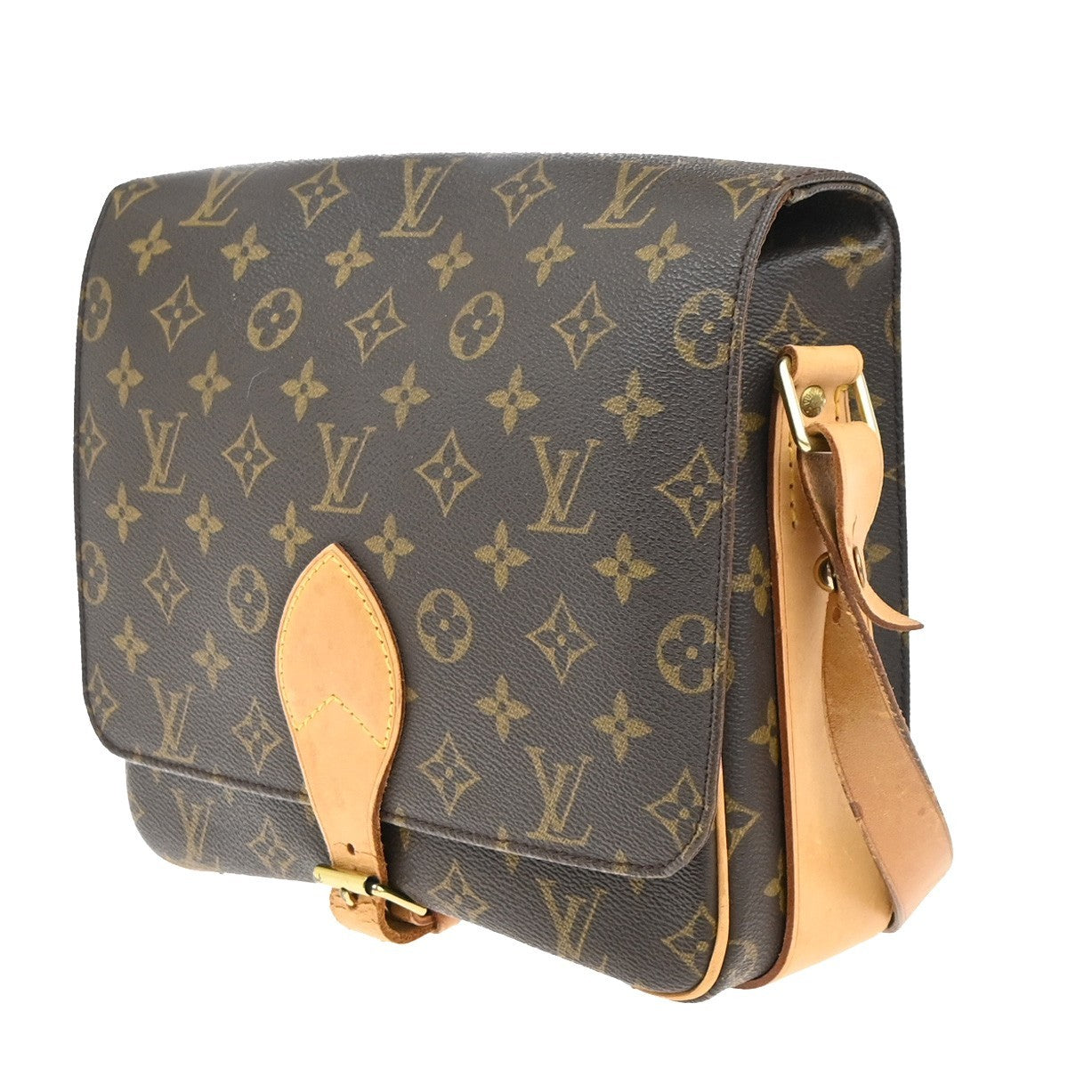 Louis Vuitton Cartouchiere Handbag Monogram Canvas Brown Canvas Shoulder Bag