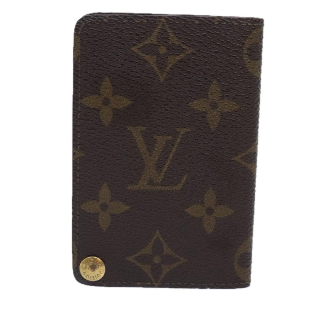 Louis Vuitton Porte Cartes Pression Card Case Monogram Canvas Brown Canvas Card Holders Accessory