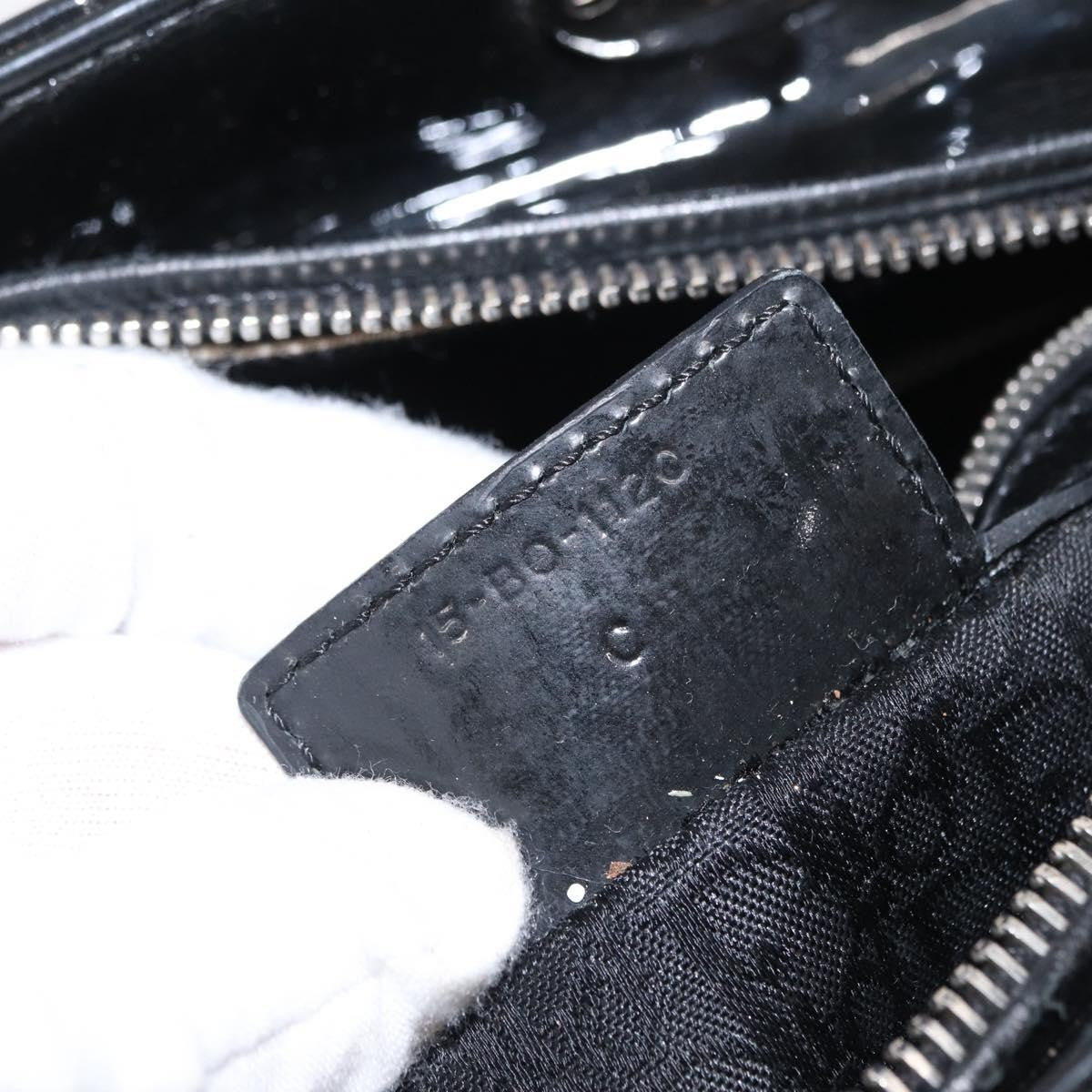 Christian Dior Lady Dior Bag Cannage Quilt Patent Black Patent_Leather Handbag (Pre-Owned)