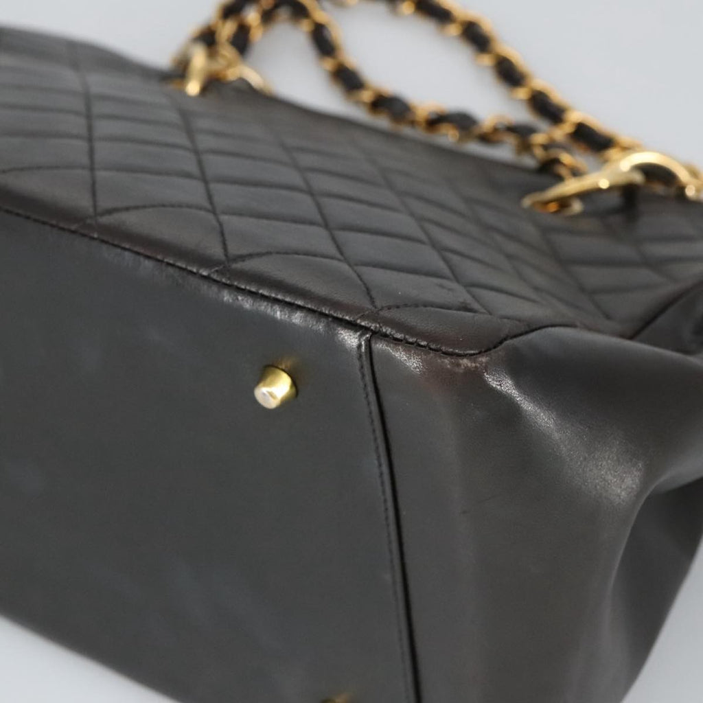 Chanel Vintage Grand Shopping Tote Quilted Lambskin Black Leather Tote Bag Bag