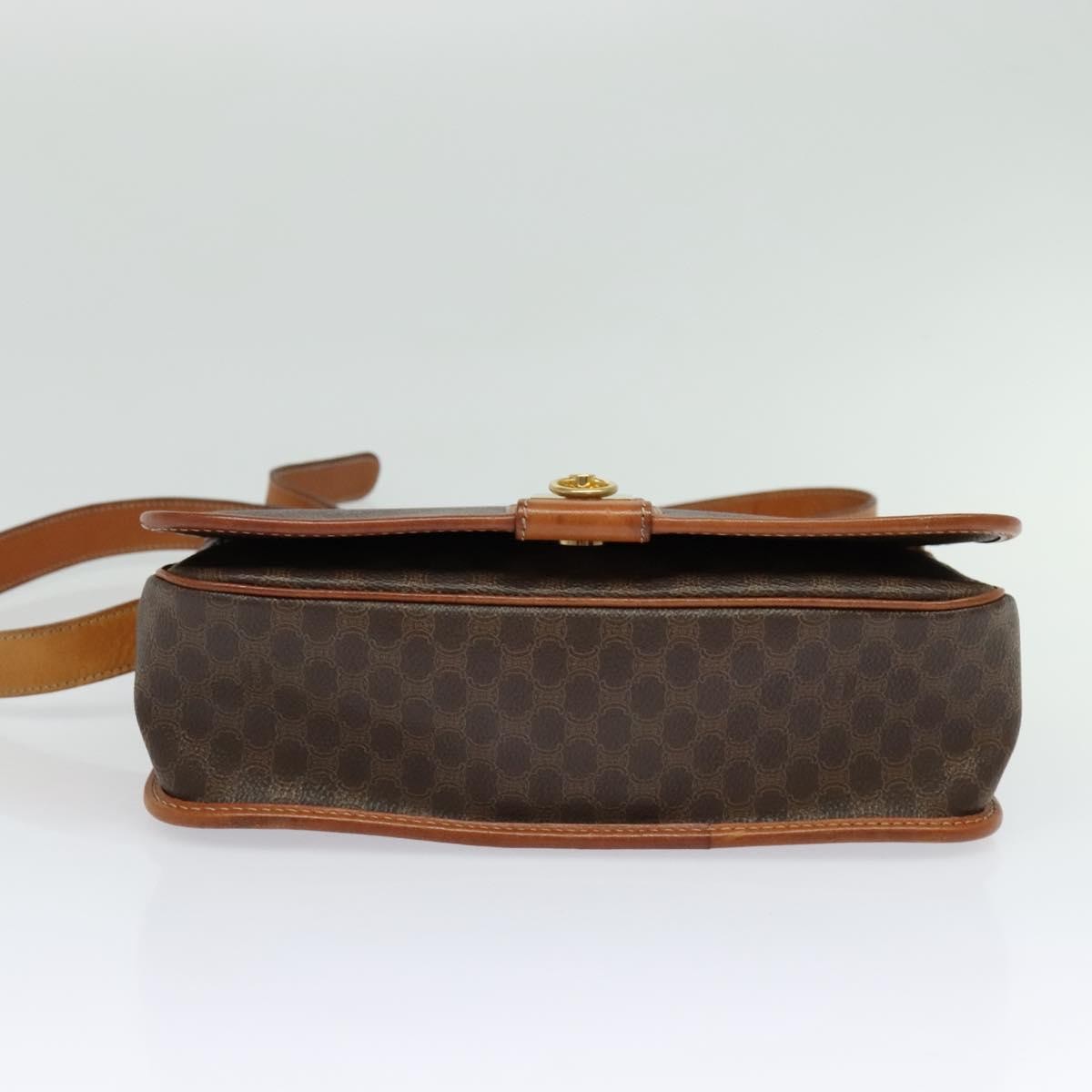 Celine Macadam Shoulder Bag Pvc Leather Brown Canvas Bag