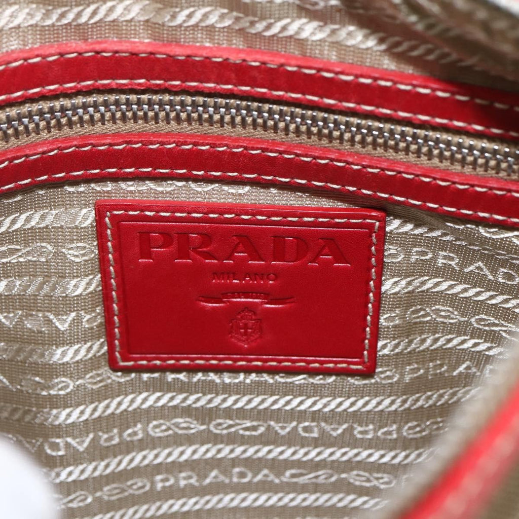 Prada Logo Zip Crossbody Bag Canvas Beige Canvas Shoulder Bag Bag