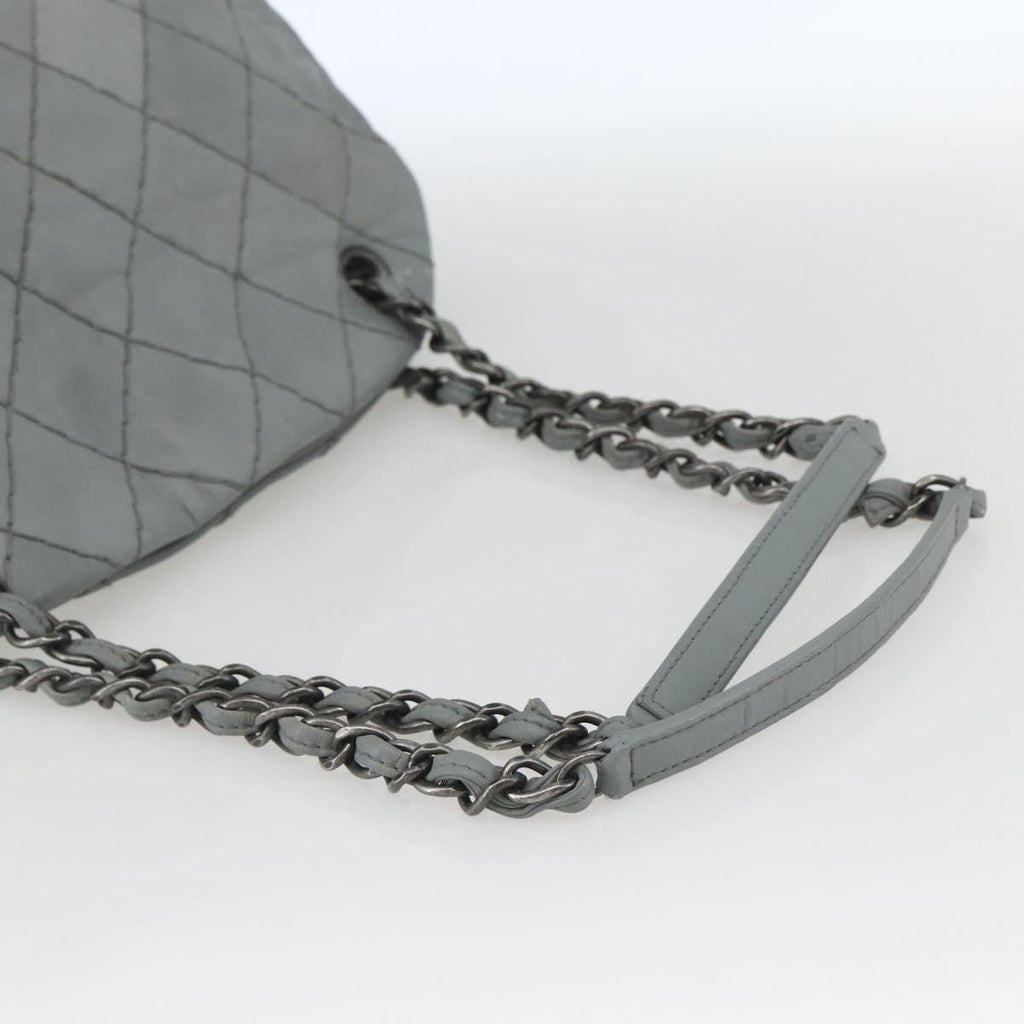 Chanel Just Mademoiselle Bag Quilted Leather Gray Leather Shoulder Bag Bag