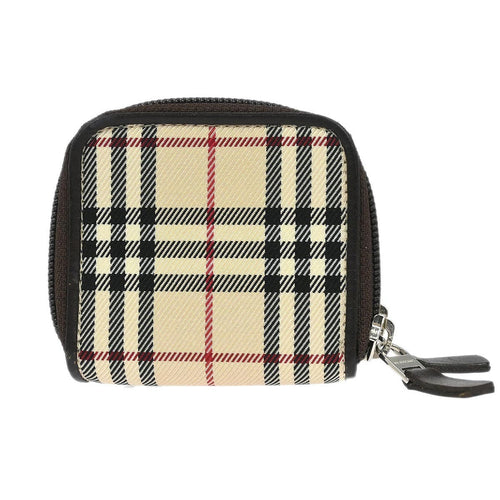 Burberry Zip Around Coin Pouch Canvas Beige Canvas Wallets Accessory