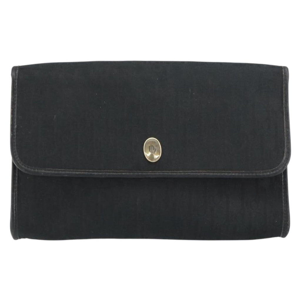 Christian Dior Vintage Chain Flap Shoulder Bag Diorissimo Canvas Black Canvas Shoulder Bag Bag (Pre-Owned)