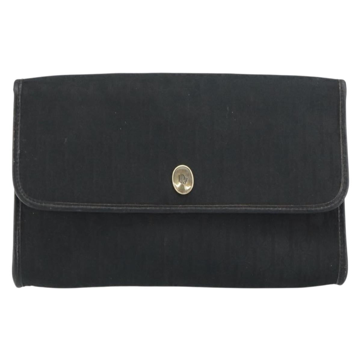 Christian Dior Vintage Chain Flap Shoulder Bag Diorissimo Canvas Black Canvas Shoulder Bag Bag (Pre-Owned)