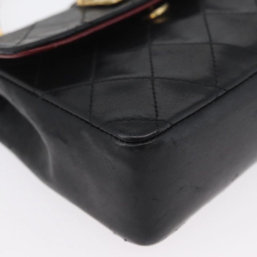 Chanel Vintage Square Cc Flap Bag Quilted Lambskin Black Leather Shoulder Bag Bag