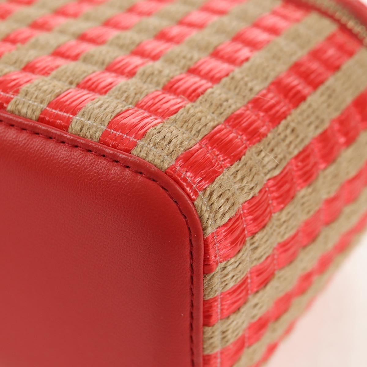 Chanel Classic Vanity Case With Chain Striped Raffia And Jute Beige Canvas Clutche & Pouche Bag