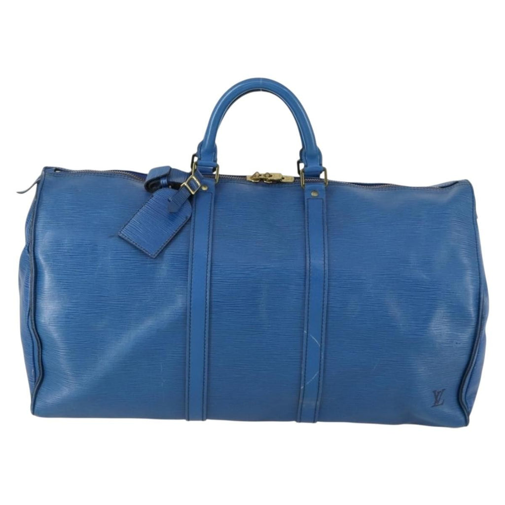 Louis Vuitton Keepall Bag Epi Leather Blue Leather Travel Bag