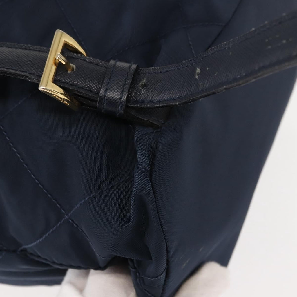 Prada Buckle Backpack Quilted Tessuto Navy Nylon Backpack Bag