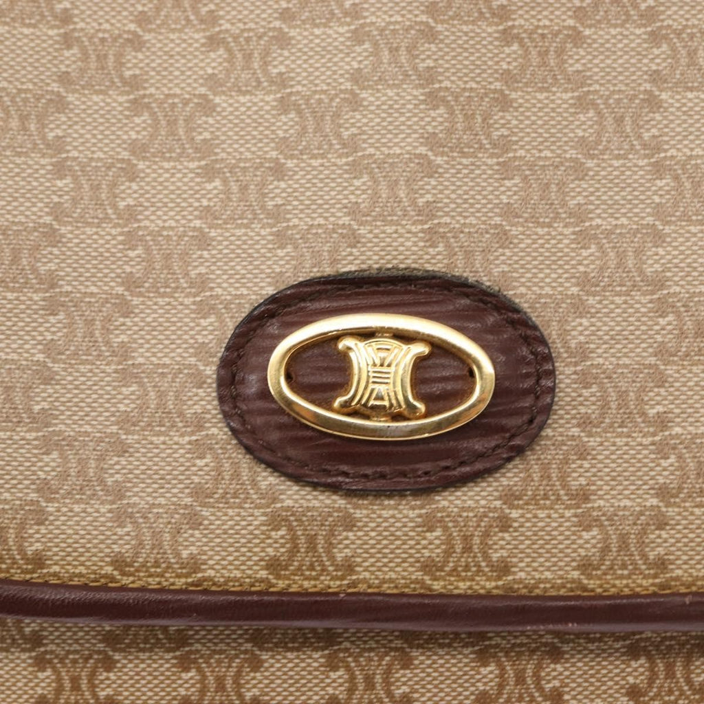 Celine Vintage Macadam Shoulder Bag Canvas And Leather Beige Canvas Shoulder Bag Bag