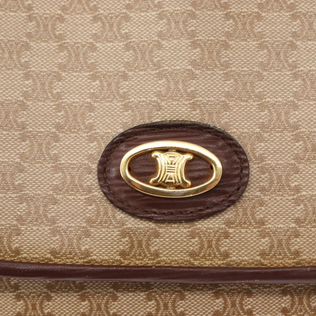 Celine Vintage Macadam Shoulder Bag Canvas And Leather Beige Canvas Shoulder Bag Bag
