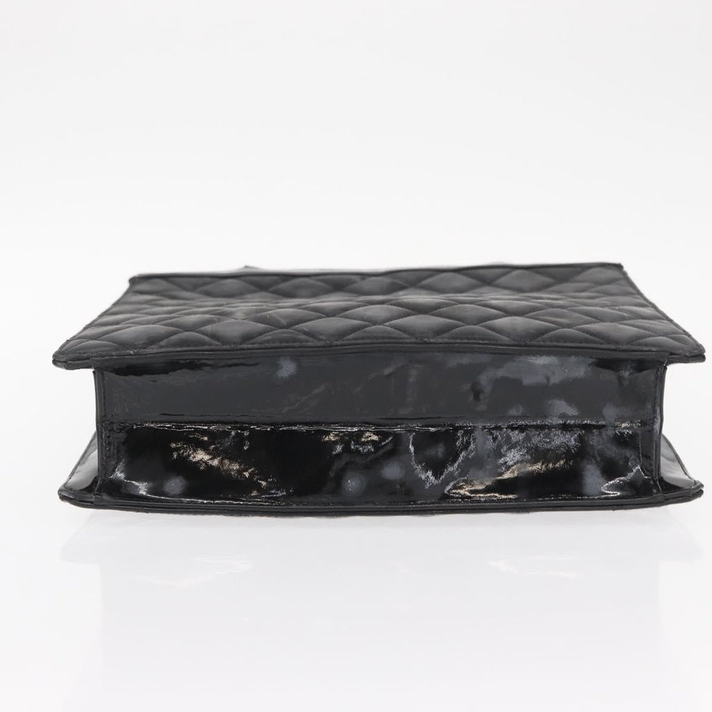 Chanel Chocolate Bar Tote Leather Black Patent_Leather Handbag