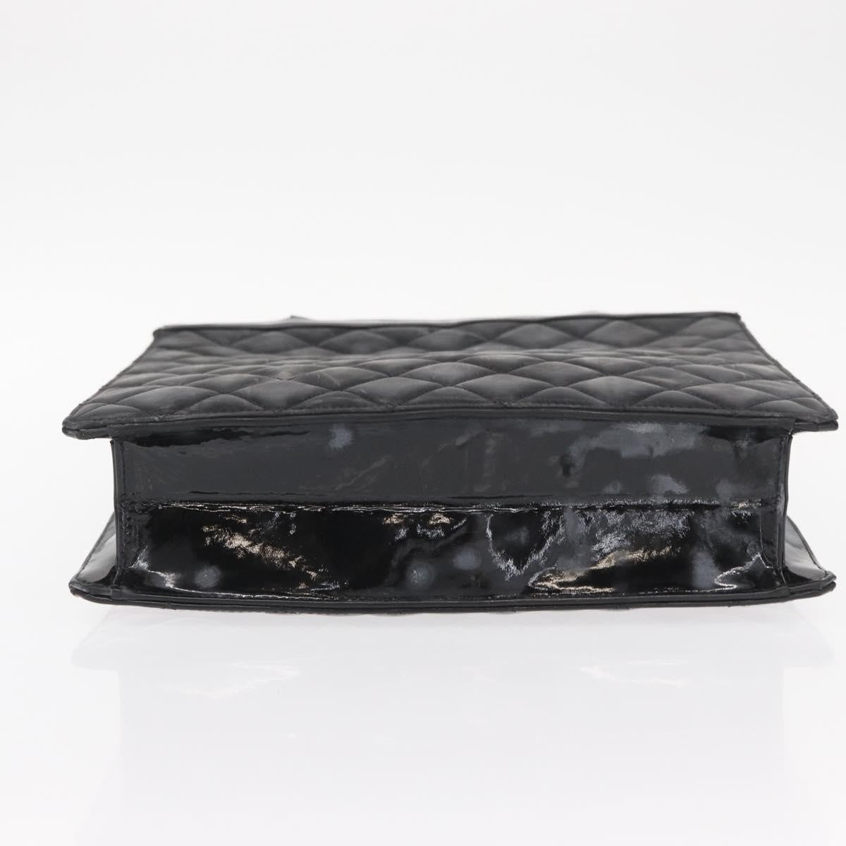 Chanel Chocolate Bar Tote Leather Black Patent_Leather Handbag