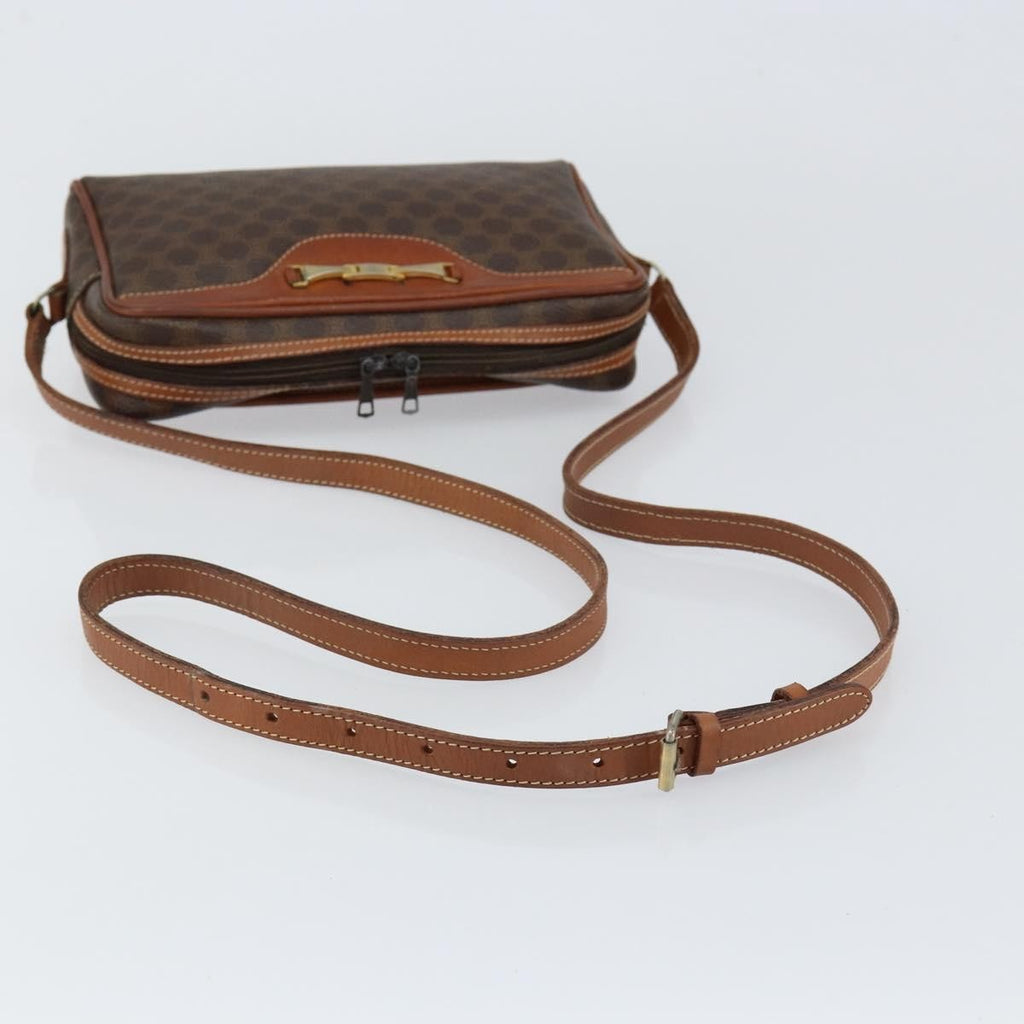 Celine Vintage Macadam Shoulder Bag Canvas And Leather Brown Canvas Shoulder Bag Bag