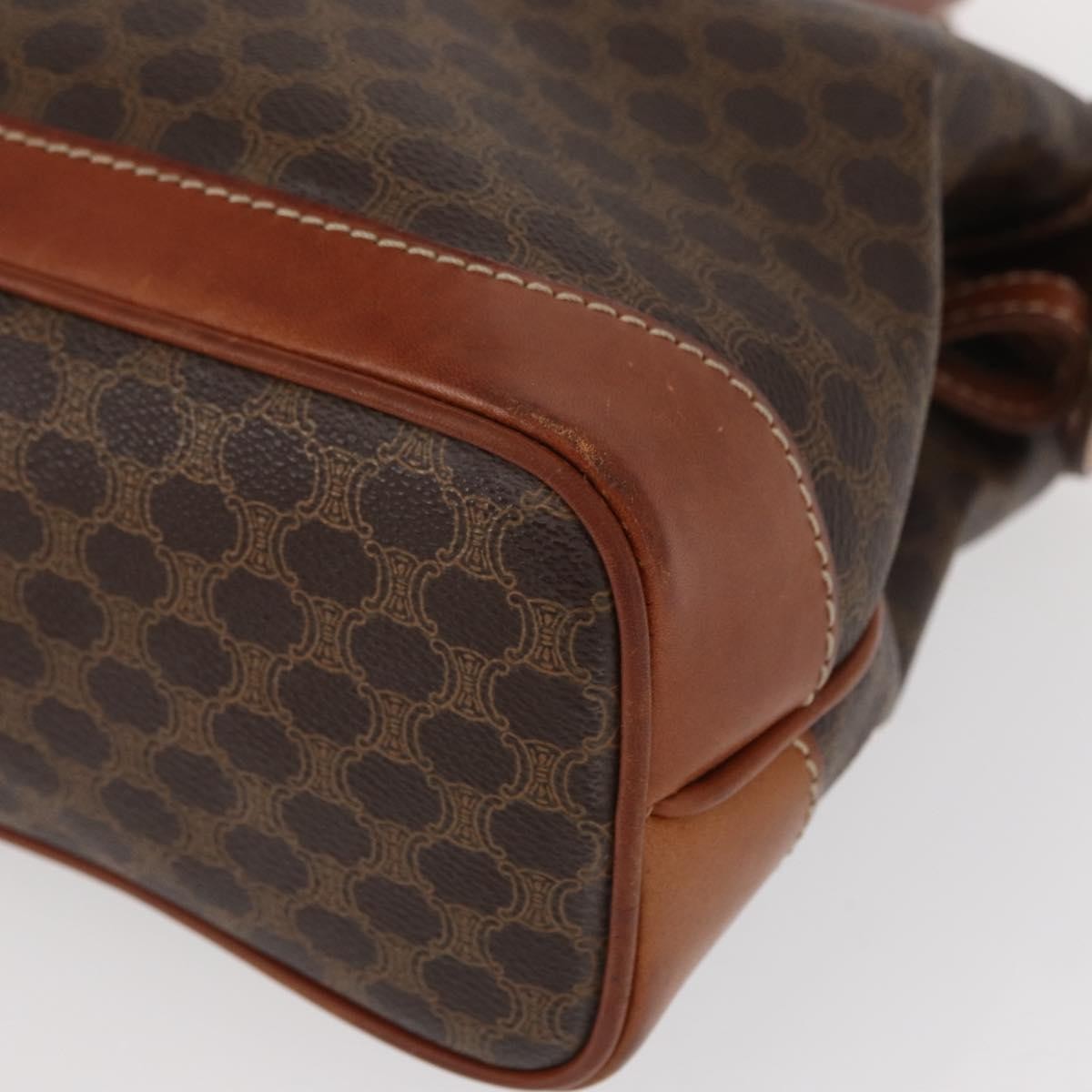 Celine Vintage Macadam Handbag Canvas And Leather Brown Canvas Handbag