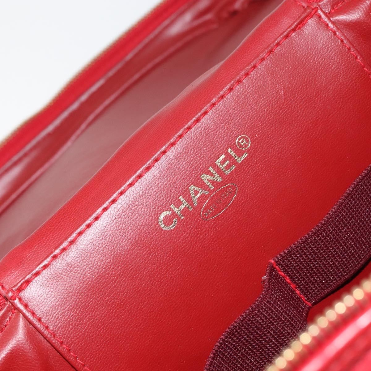 Chanel Vintage Vanity Case Patent Red Patent_Leather Handbag