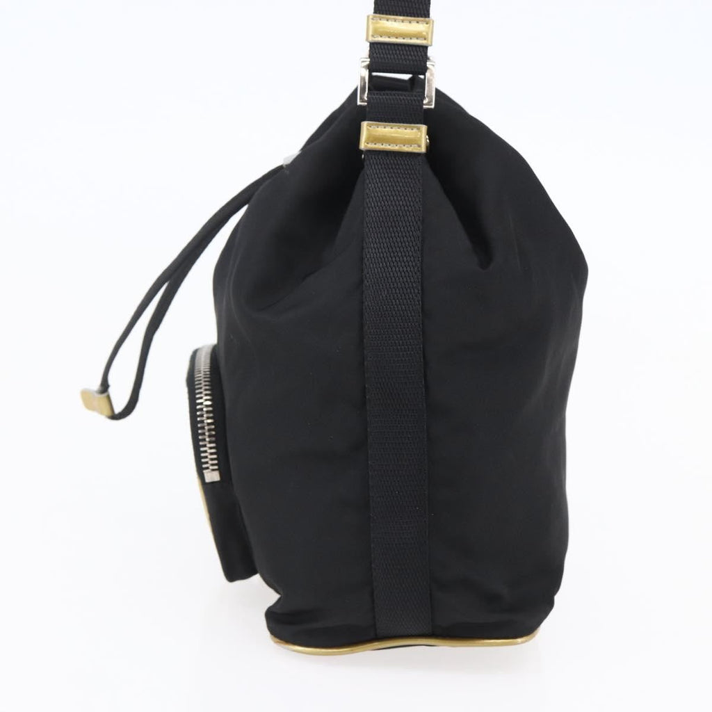 Prada Duet Drawstring Bucket Bag Tessuto Black Nylon Bag