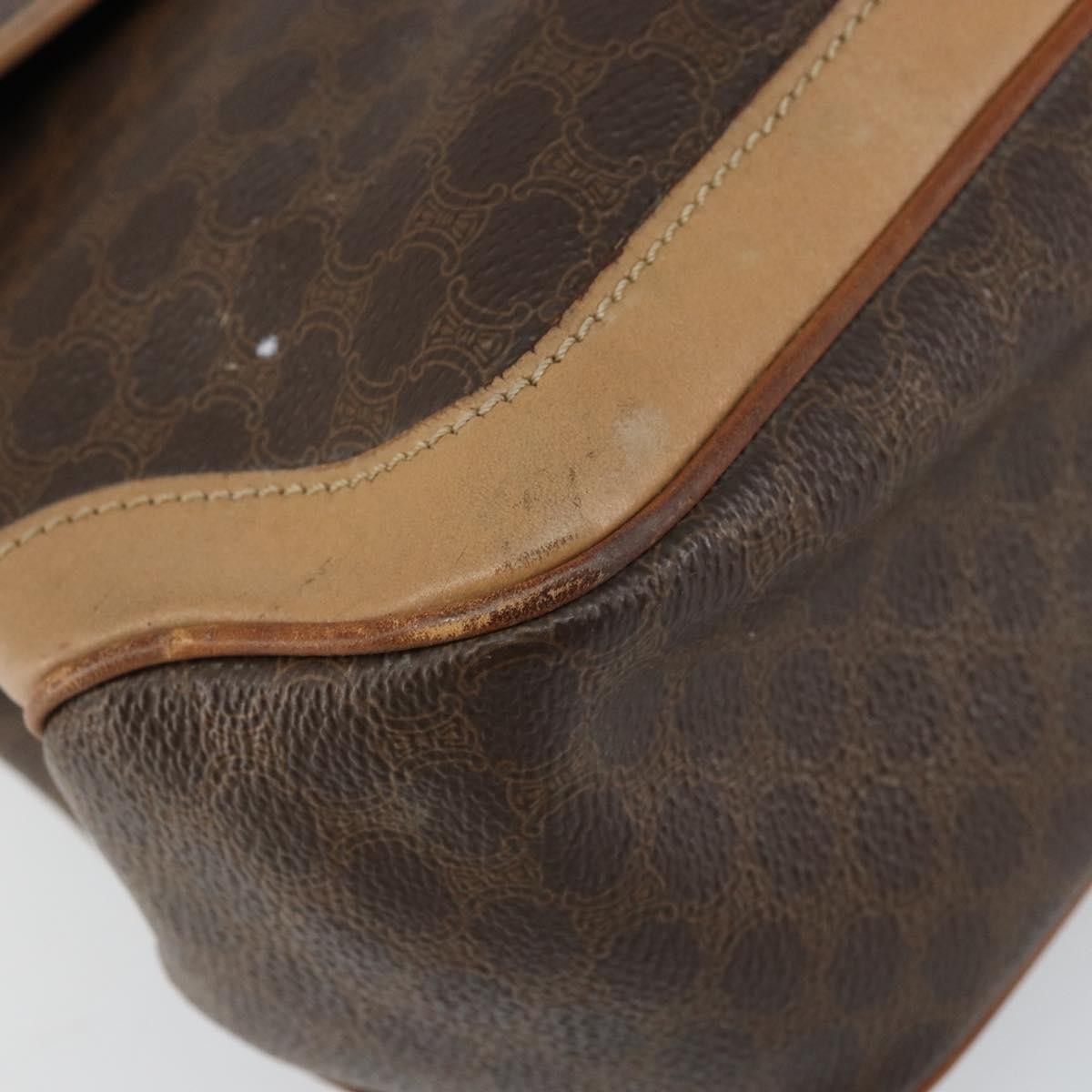 Celine Vintage Macadam Handbag Canvas Brown Pvc Handbag