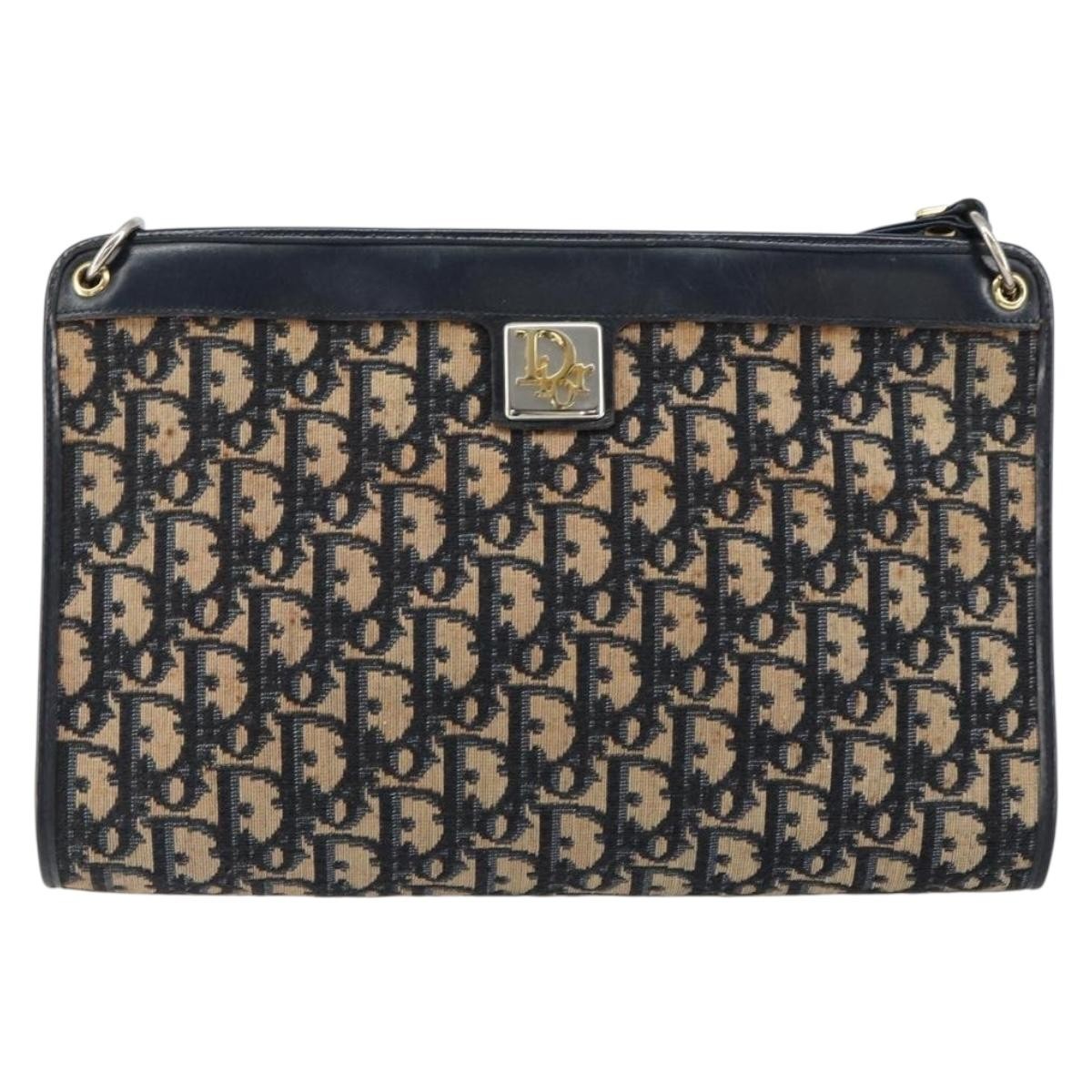 Christian Dior Vintage Trotter Shoulder Bag Canvas Navy Canvas Shoulder Bag Bag (Pre-Owned)