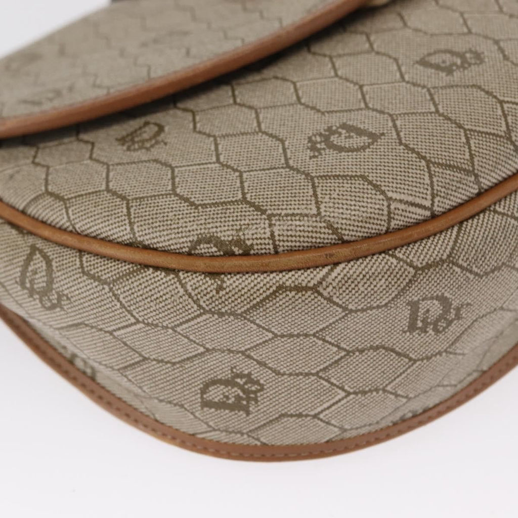 Christian Dior Vintage Honeycomb Shoulder Bag Canvas And Leather Beige Canvas Shoulder Bag Bag (Pre-Owned)