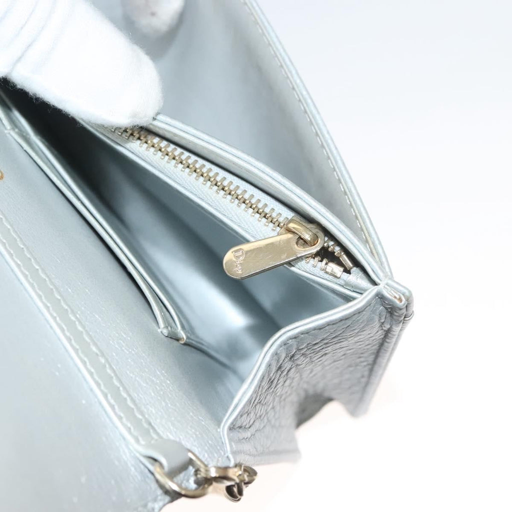 Christian Dior Diorama Wallet On Chain Leather Silver Leather Bag (Pre-Owned)