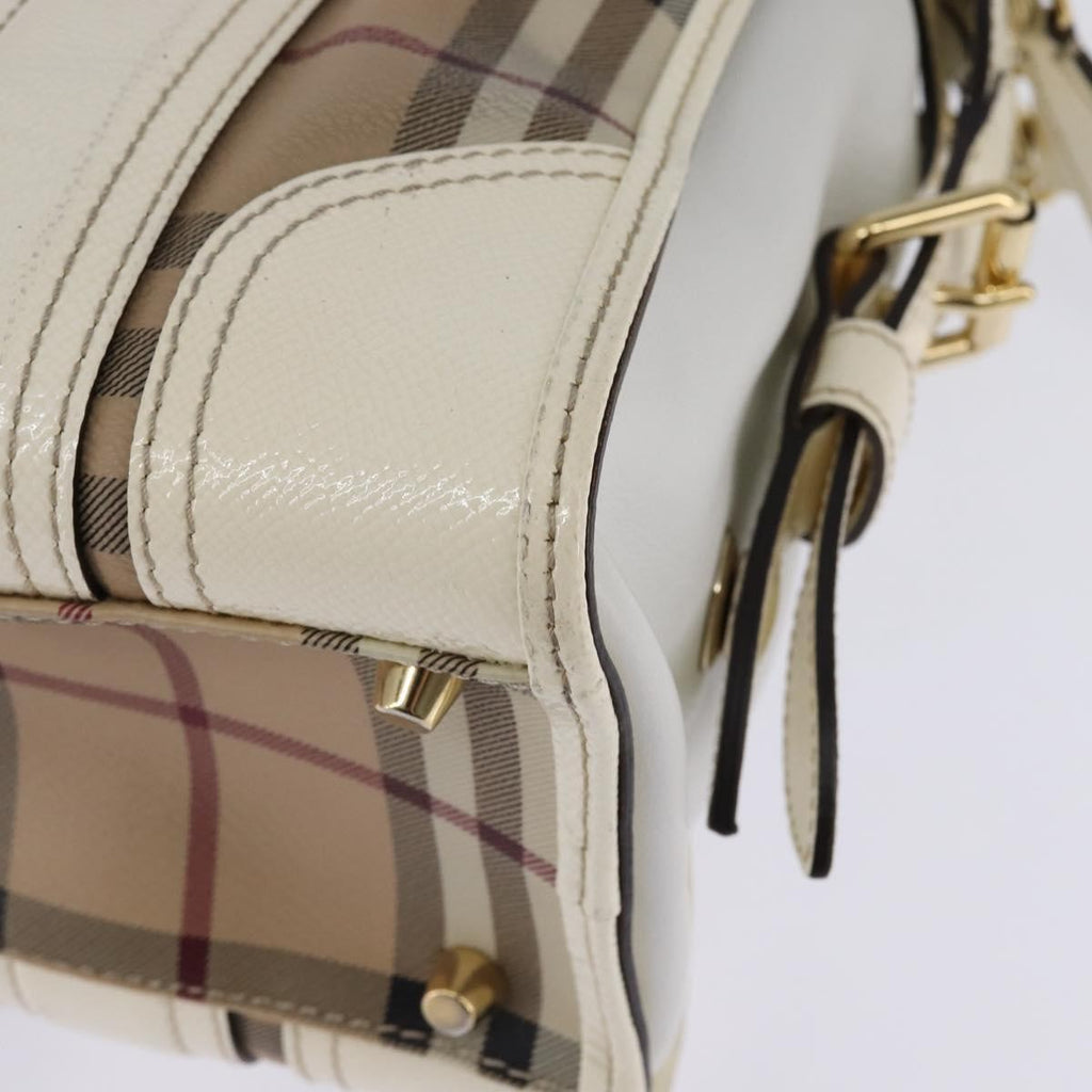 Burberry Minford Satchel Haymarket Coated Canvas Beige Canvas Tote Bag