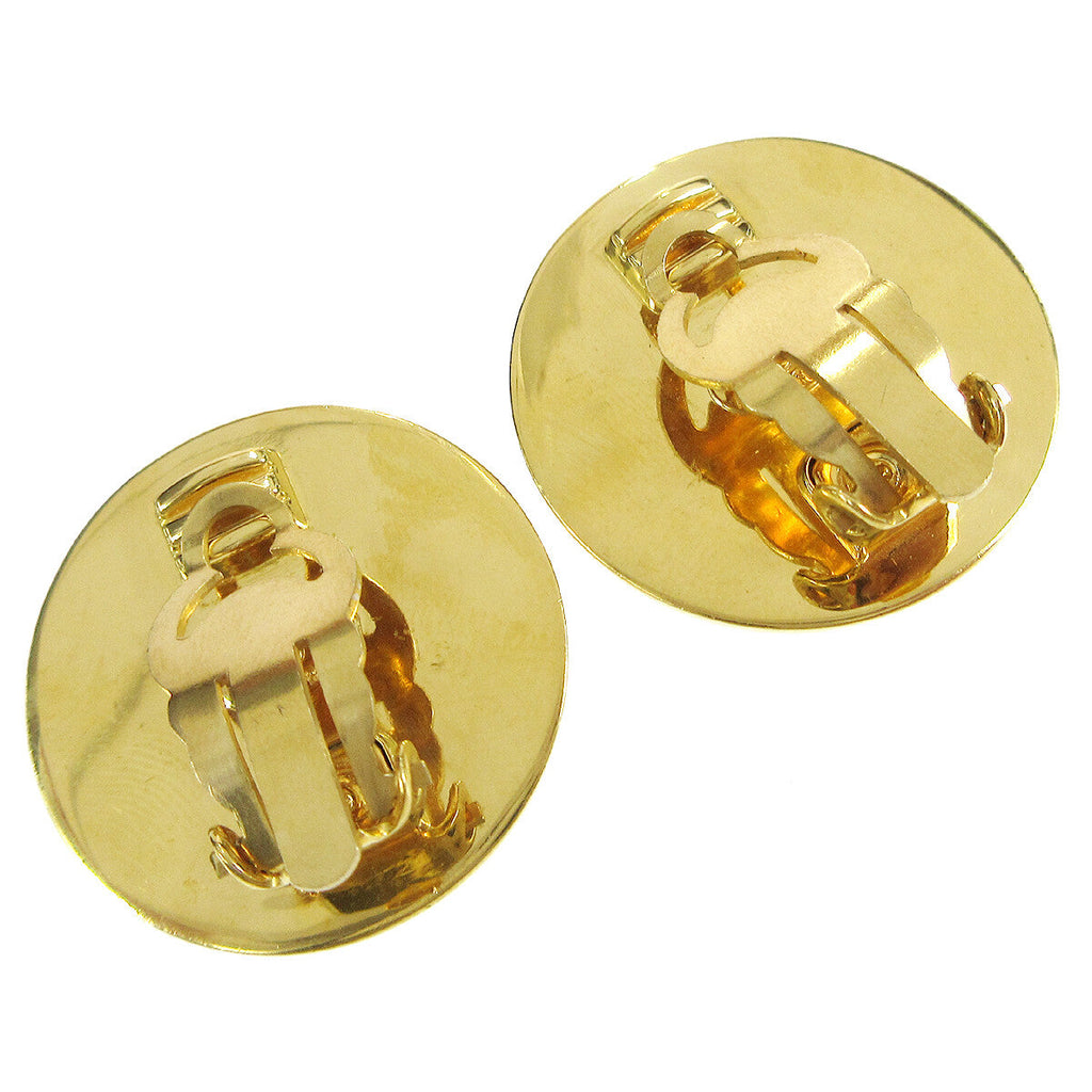 Chanel Round Cc Turnlock Clip-On Earrings Metal Gold Gold_Plated Earrings Jewelry