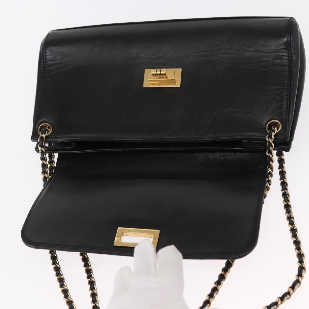 Chanel Chocolate Bar Accordion Reissue Flap Bag Quilted Lambskin Black Leather Shoulder Bag Bag