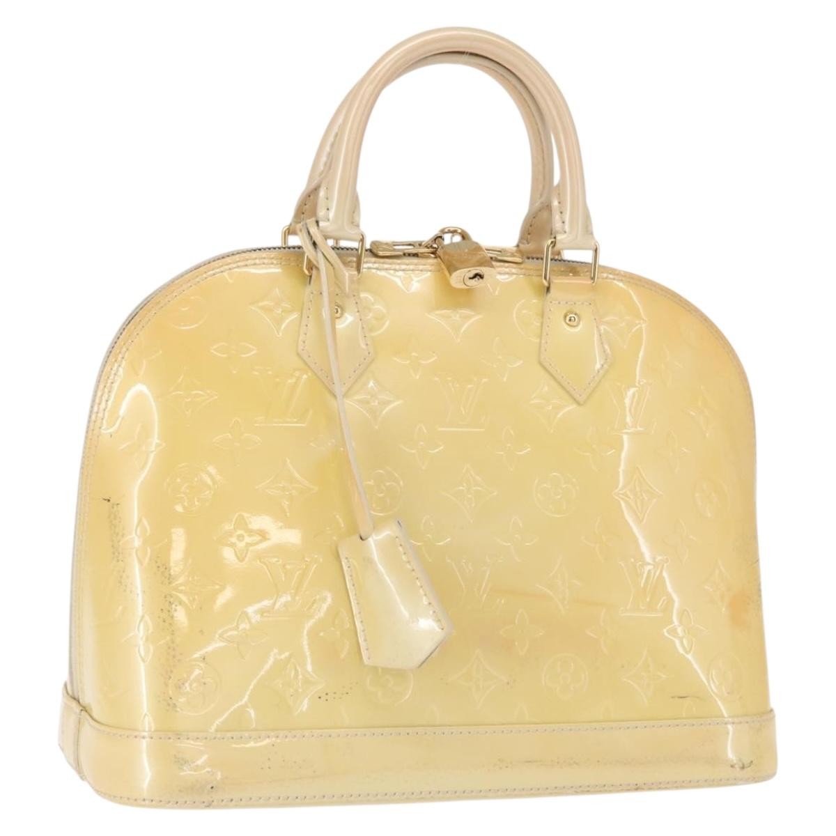 Louis Vuitton Alma Handbag Monogram Vernis Beige Patent_Leather Handbag
