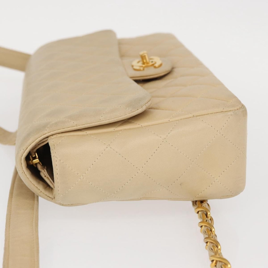 Chanel Vintage Classic Flap Backpack Quilted Lambskin Beige Leather Backpack Bag