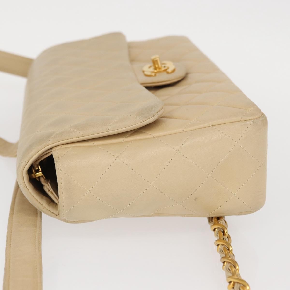 Chanel Vintage Classic Flap Backpack Quilted Lambskin Beige Leather Backpack Bag