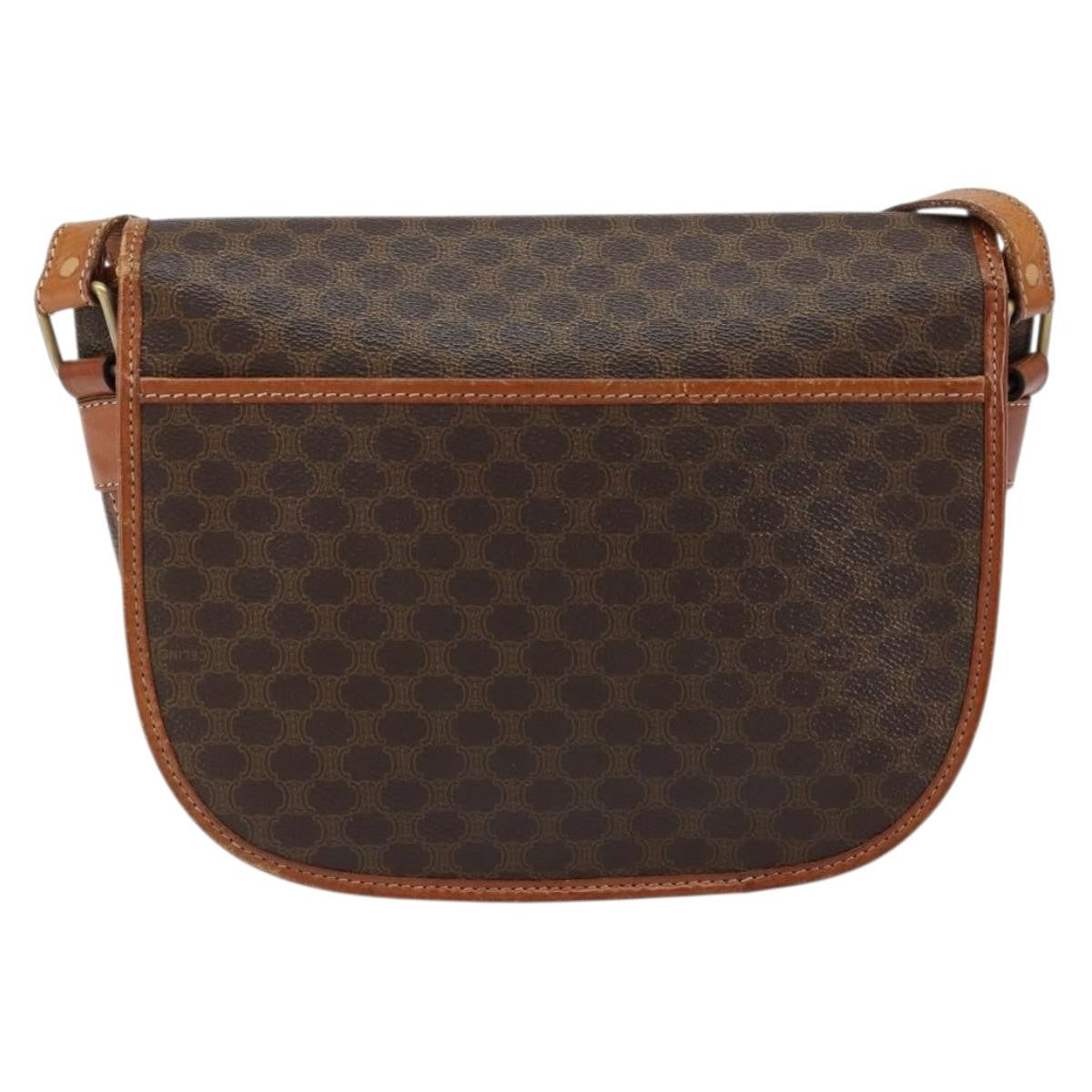 Celine Vintage Macadam Shoulder Bag Canvas And Leather Brown Canvas Shoulder Bag Bag