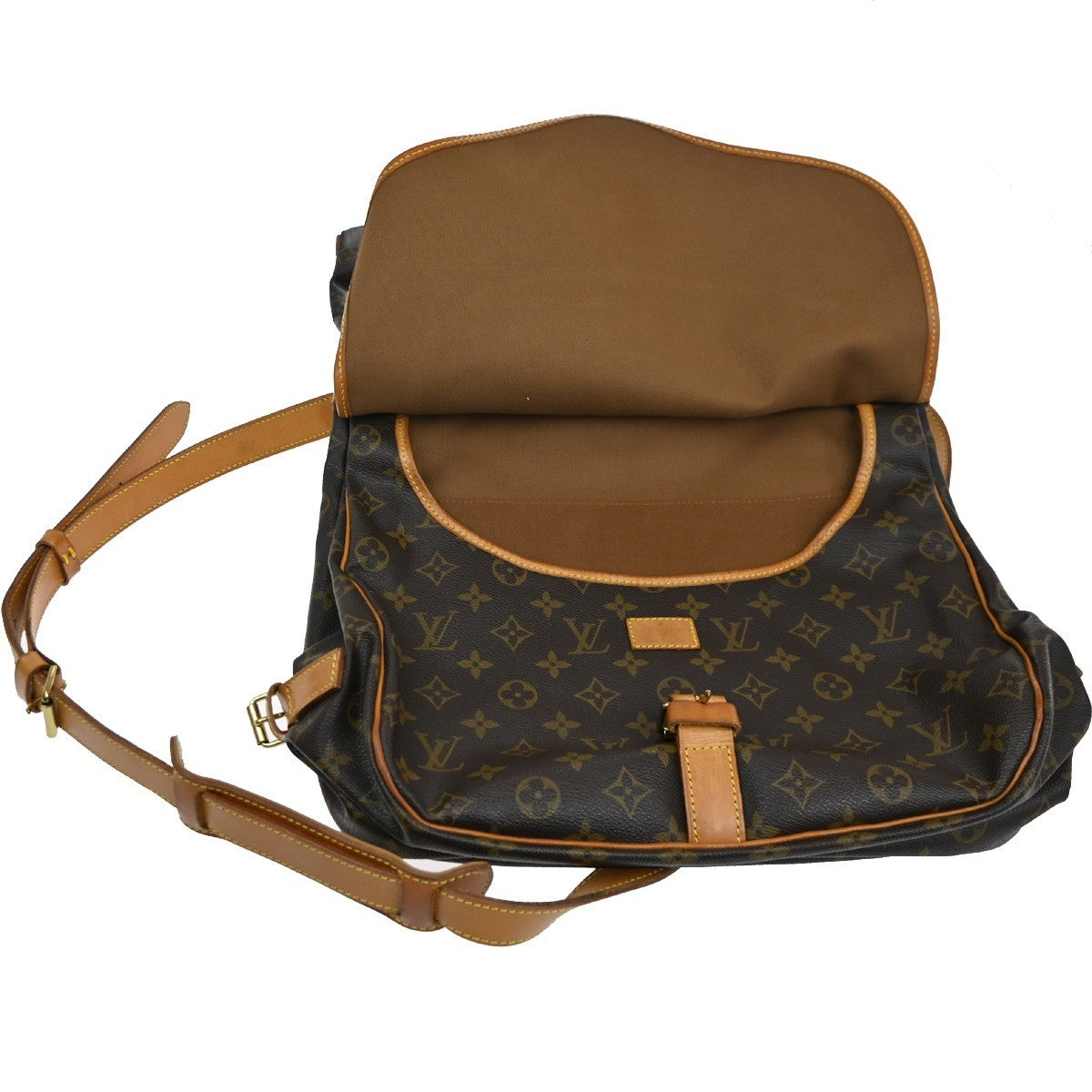 Louis Vuitton Saumur Handbag Monogram Canvas Brown Canvas Shoulder Bag