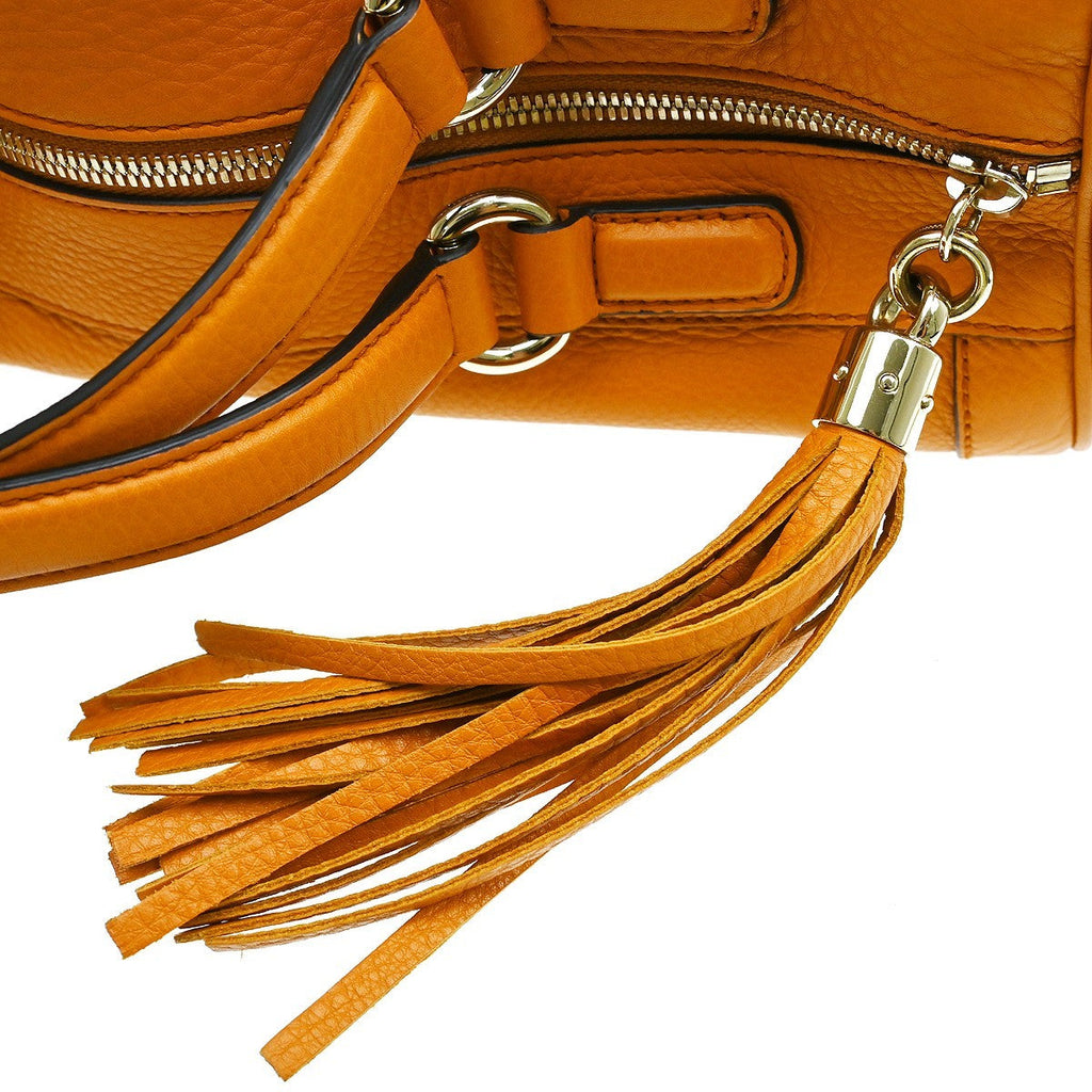 Gucci Soho Boston Bag Leather Orange Leather Handbag (Pre-Owned)