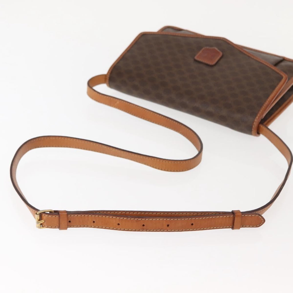 Celine Vintage Macadam Shoulder Bag Canvas And Leather Brown Canvas Shoulder Bag Bag