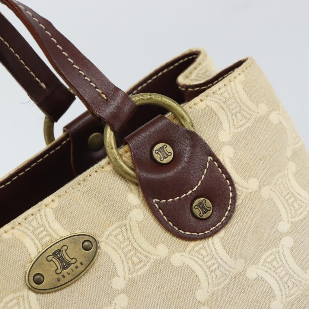 Celine Vintage Macadam Handbag Canvas And Leather Beige Canvas Handbag