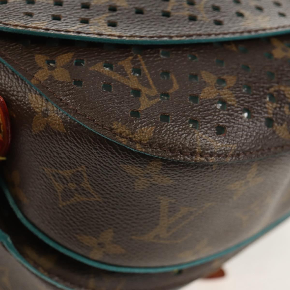 Louis Vuitton Flore Saumur Handbag Perforated Monogram Canvas Brown Canvas Shoulder Bag