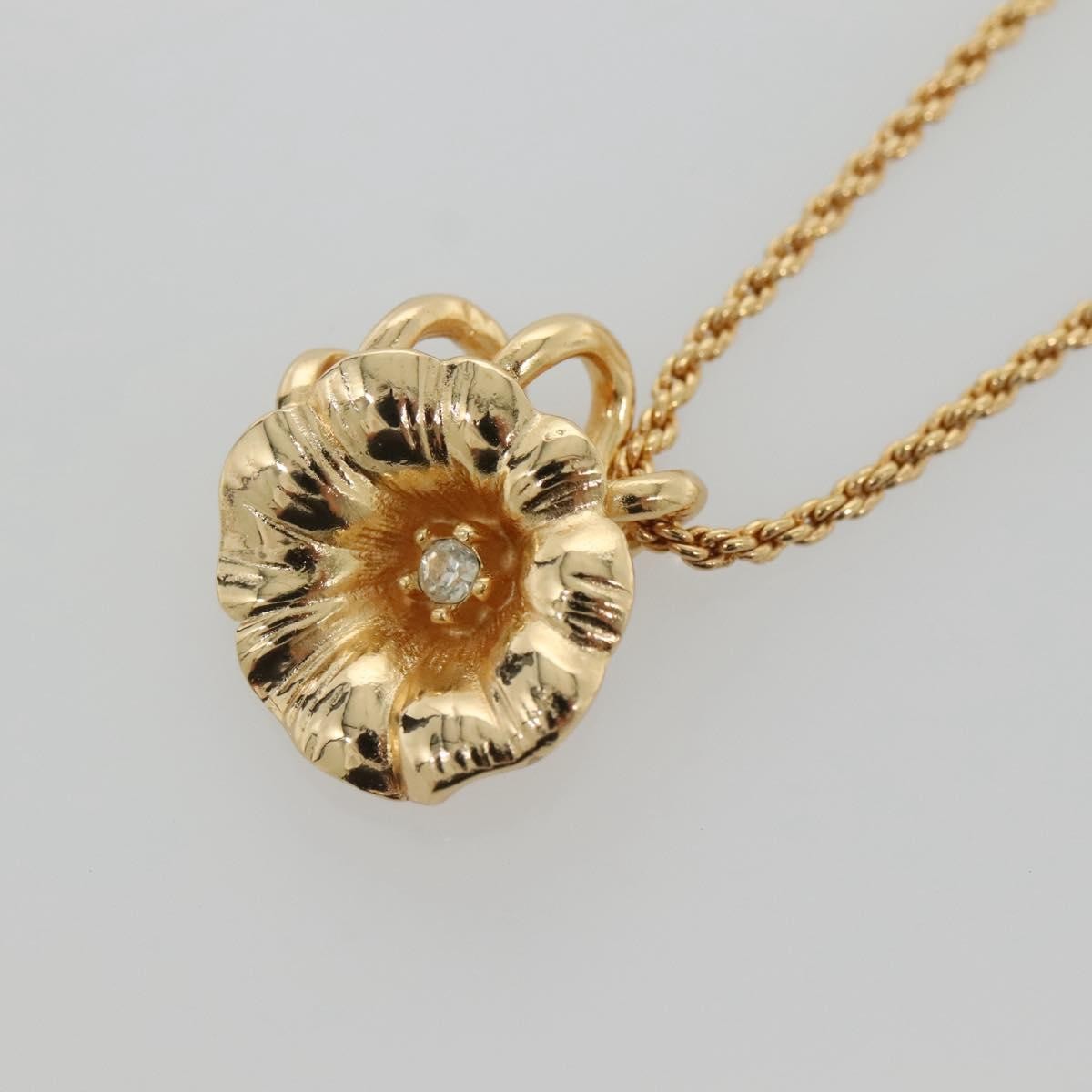 Christian Dior Logo Flower Necklace Metal Gold Metal Jewelry (Pre-Owned)