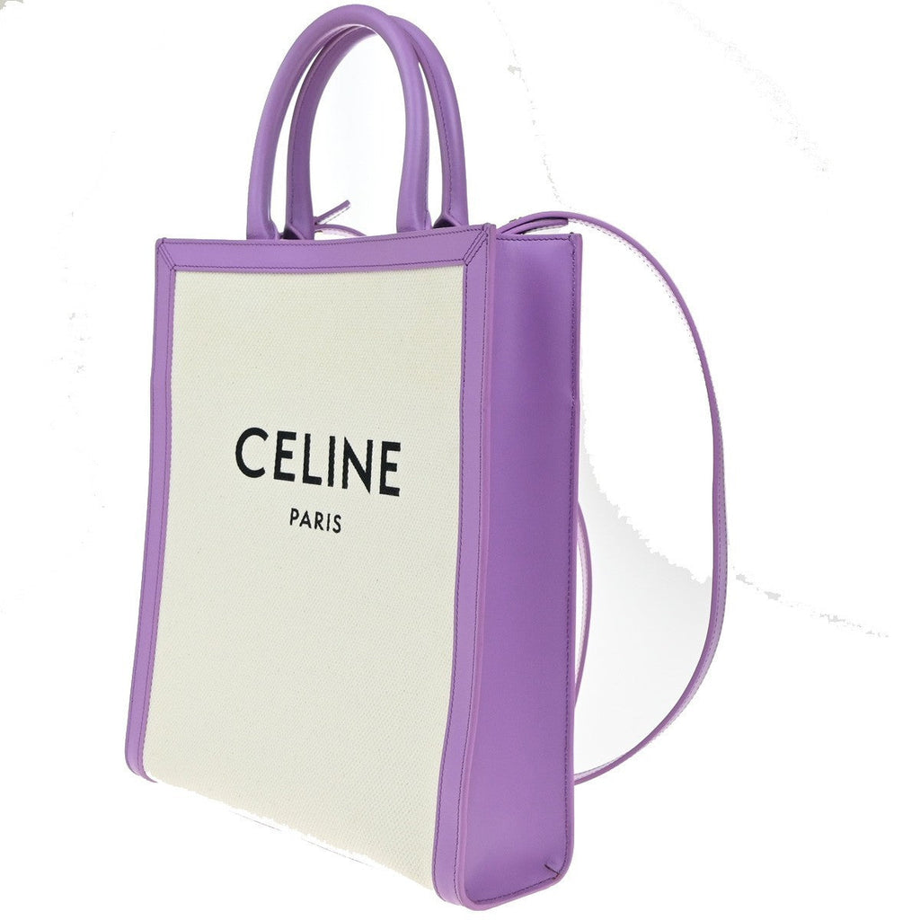 Celine Vertical Cabas Tote Canvas With Leather Purple Canvas Tote Bag Bag