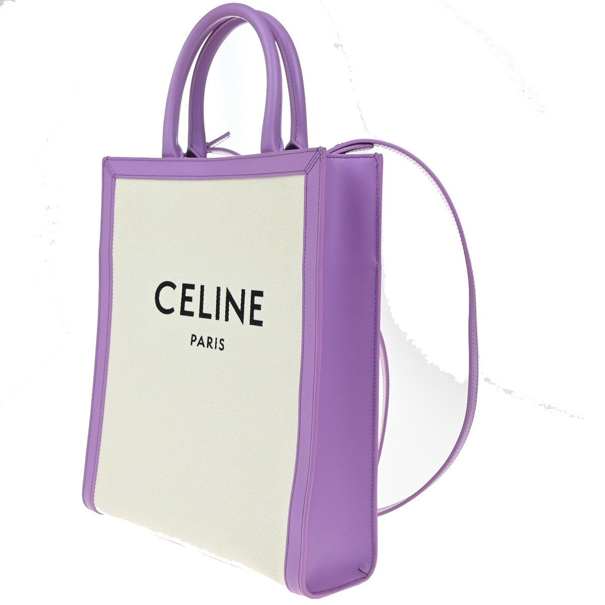 Celine Vertical Cabas Tote Canvas With Leather Purple Canvas Tote Bag Bag