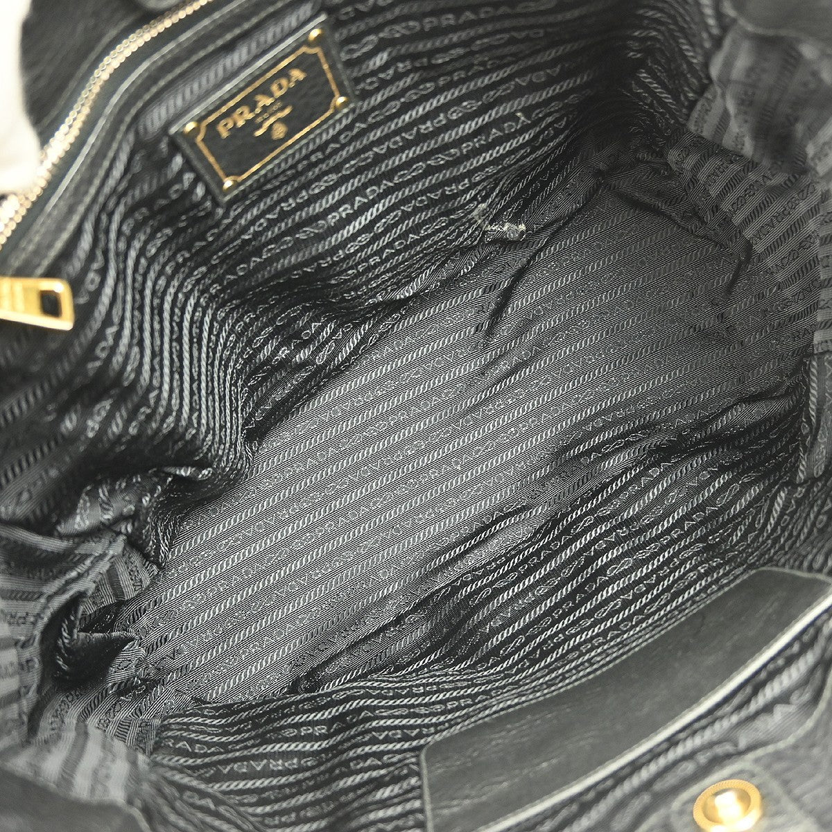 Prada Front Zip Tote Vitello Daino Black Leather Handbag