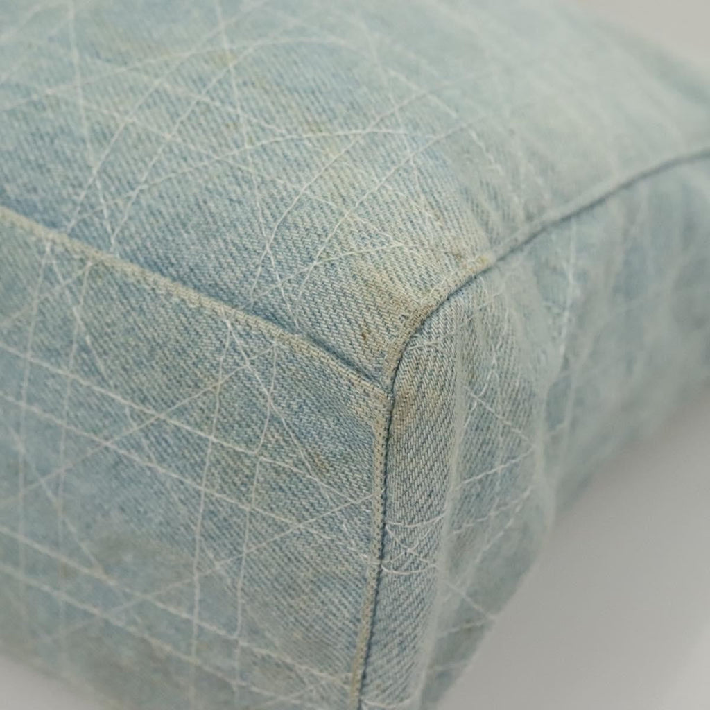 Christian Dior Vintage Lady Dior Bag Cannage Quilt Denim Blue Canvas Tote Bag Bag (Pre-Owned)