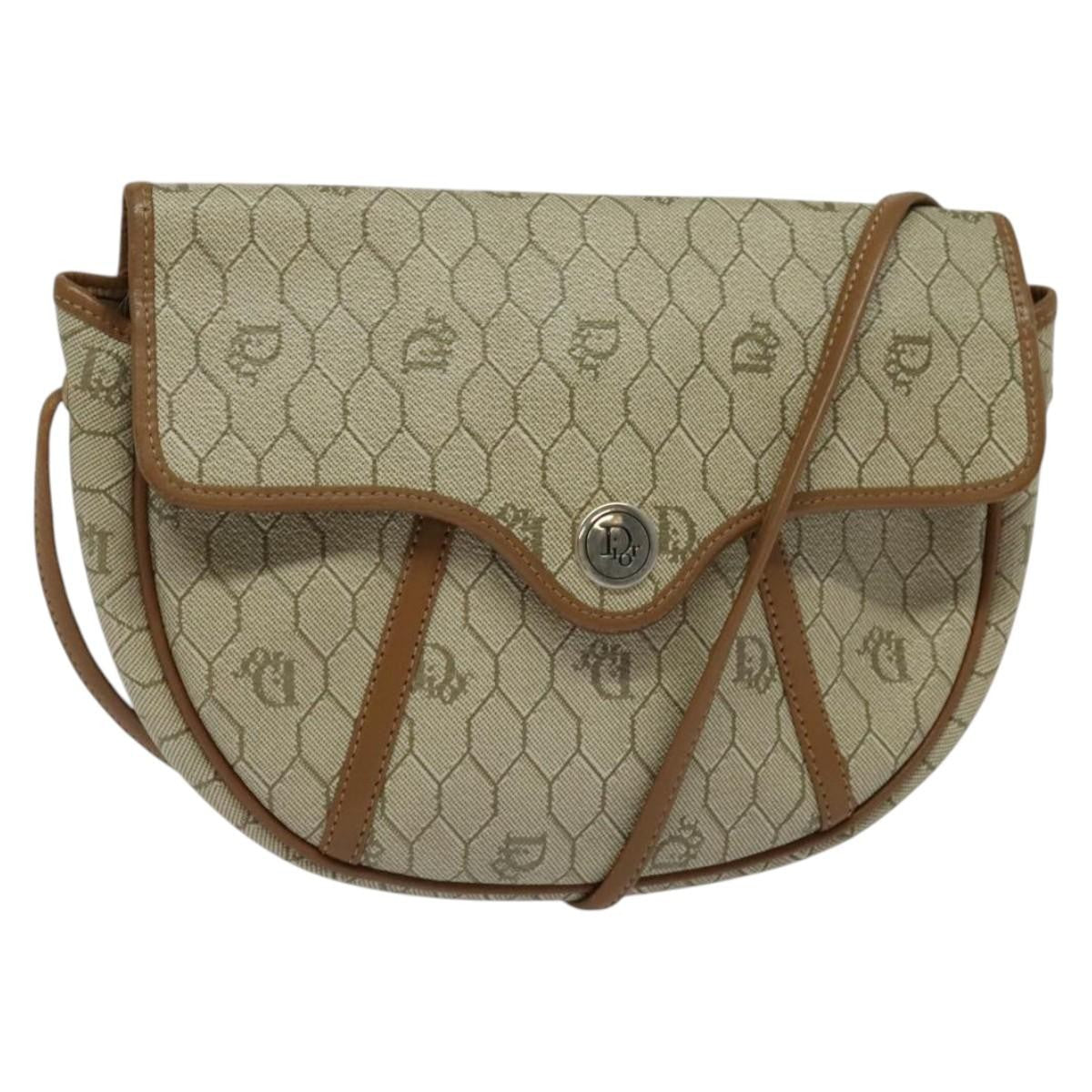 Christian Dior Vintage Honeycomb Shoulder Bag Canvas Beige Canvas Bag (Pre-Owned)