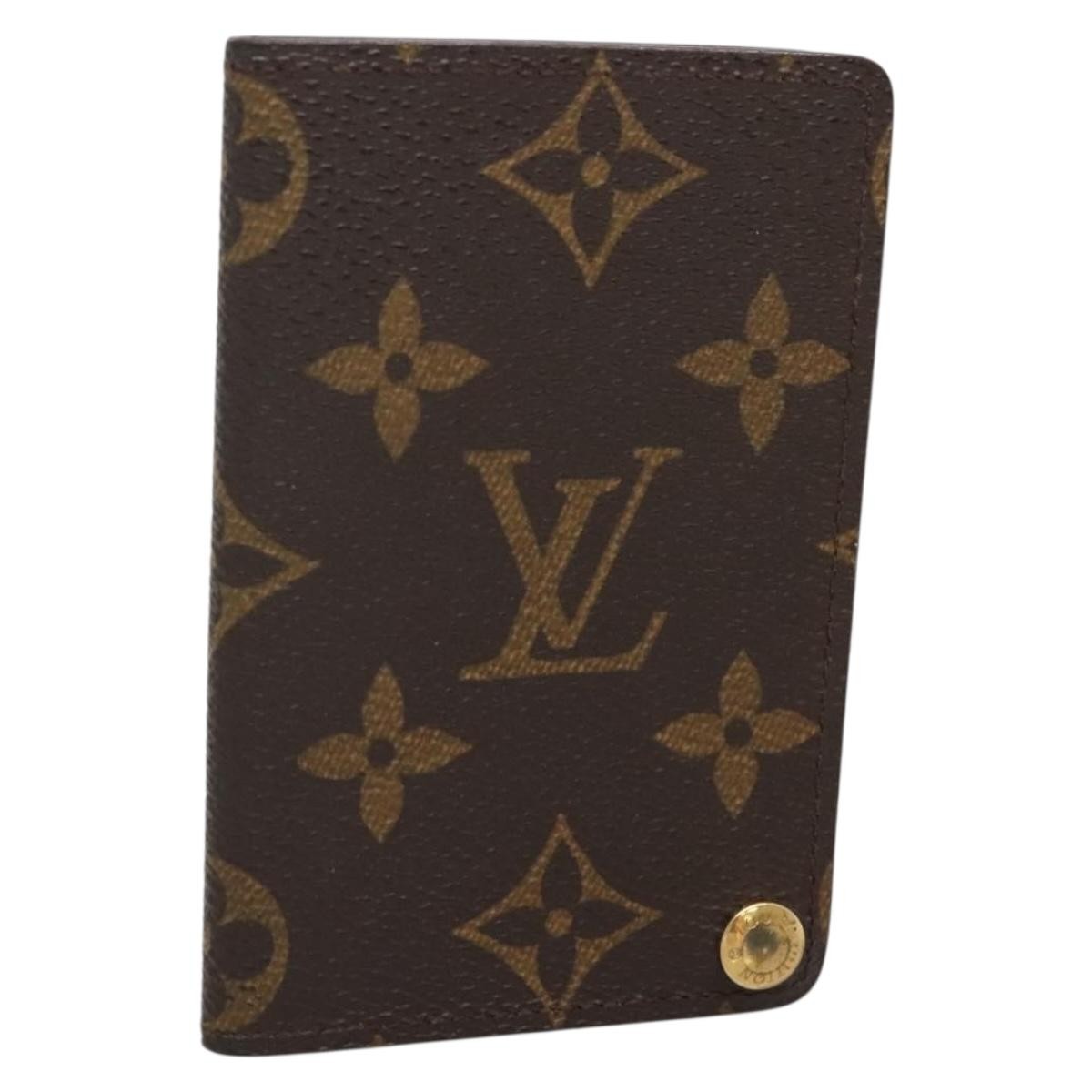 Louis Vuitton Porte Cartes Pression Card Case Monogram Canvas Brown Canvas Card Holders Accessory