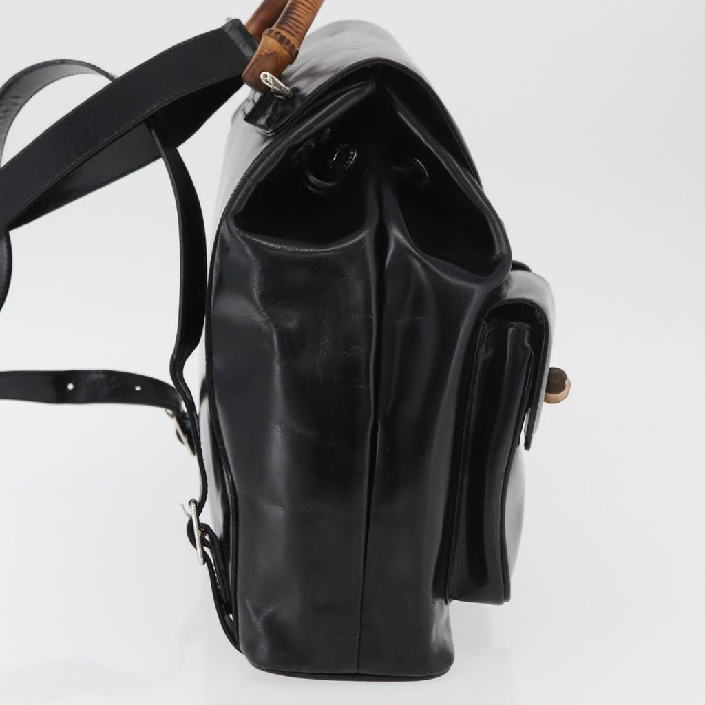 Gucci Vintage Bamboo Backpack Patent Leather Black Patent_Leather Backpack Bag (Pre-Owned)