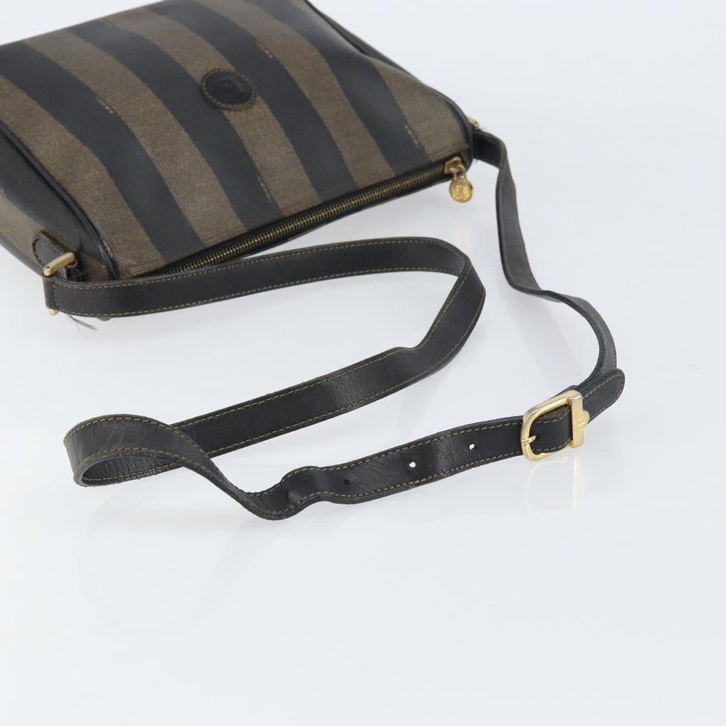 Fendi Vintage Pequin Shoulder Bag Pequin Brown Canvas Shoulder Bag Bag