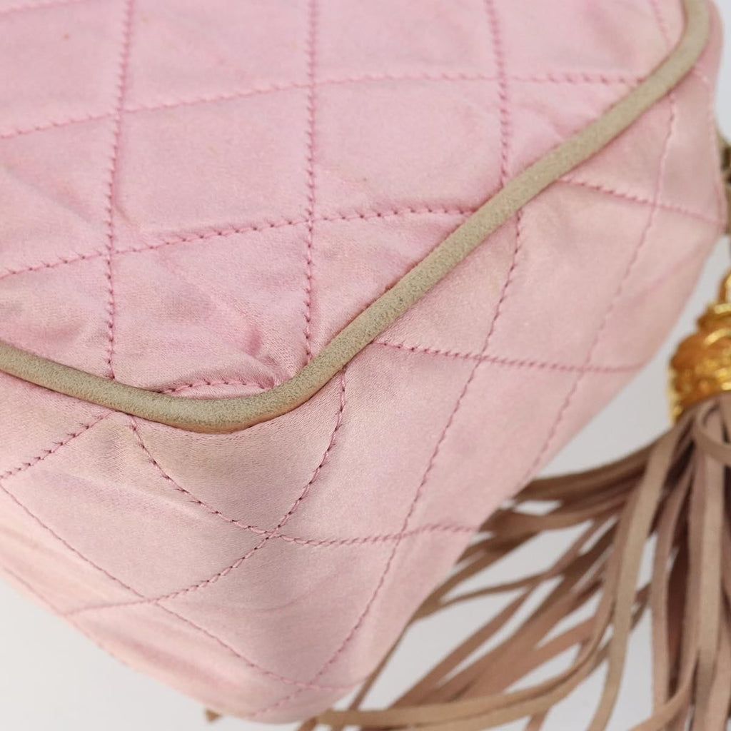 Chanel Vintage Camera Tassel Bag Satin Pink Satin Shoulder Bag Bag