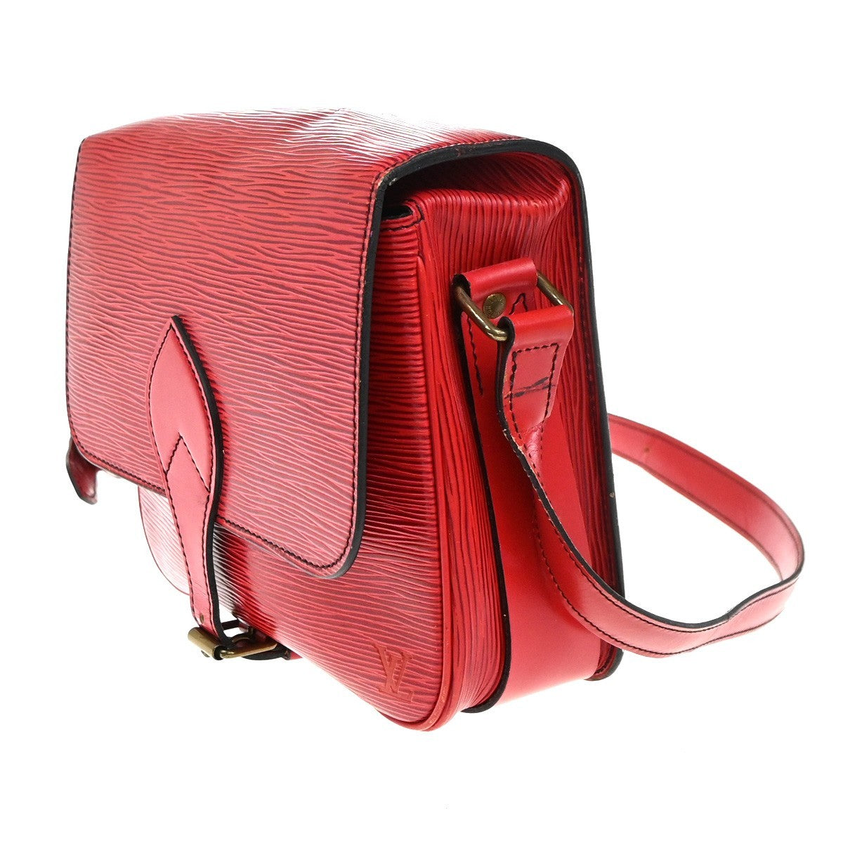 Louis Vuitton Cartouchiere Handbag Epi Leather Red Leather Shoulder Bag